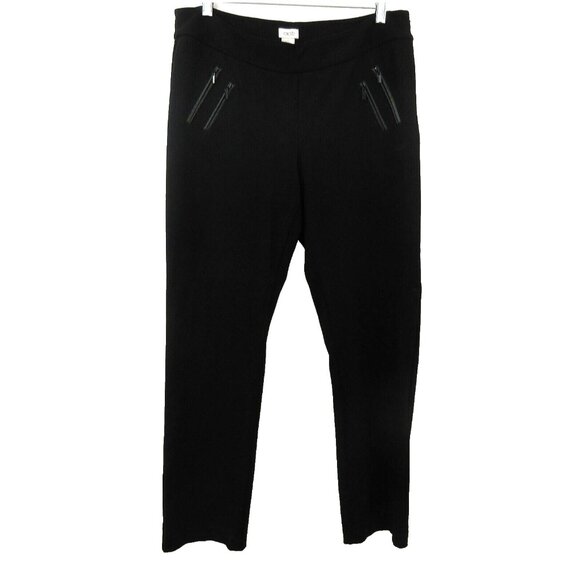 Cache Pants Womens Sz 14 Black Straight Leg Side Zip Faux Front Pockets w Zipper - Picture 1 of 7